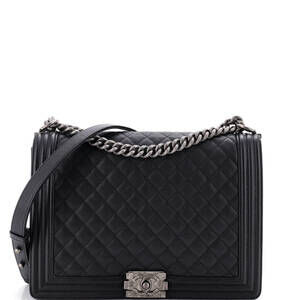 Chanel Large Boy Flap Bag Quilted Caviar